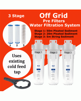 Off Grid Triple Water Sediment Filter & Housing Set